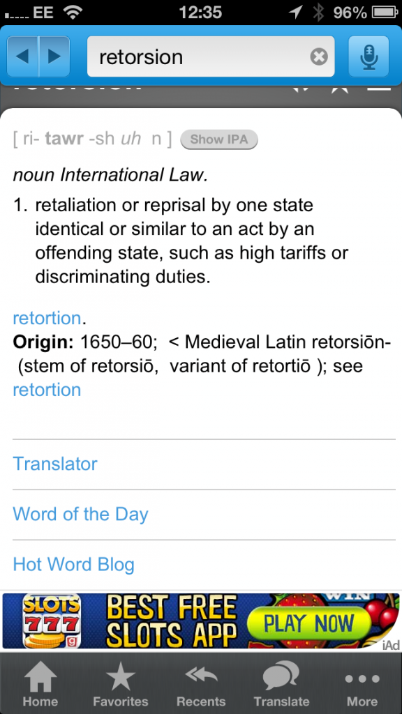 Dictionary on iPhone
