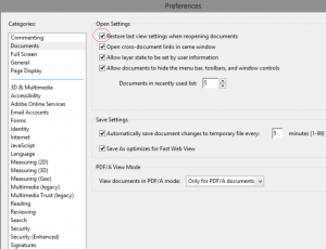 adobe reader document settings