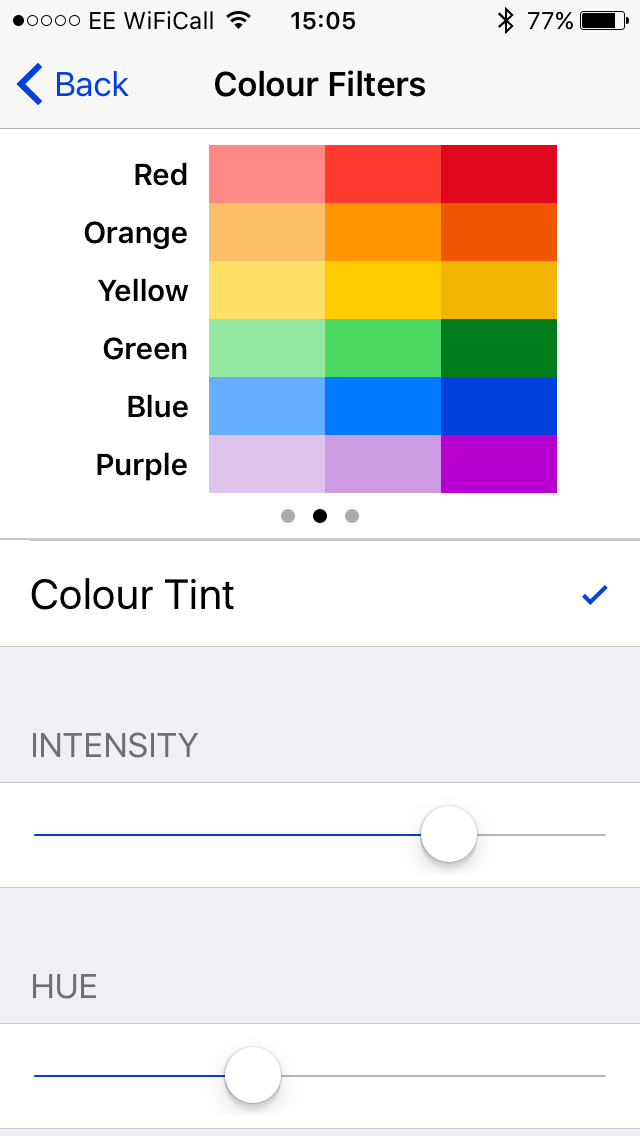 colour tint iOS 10