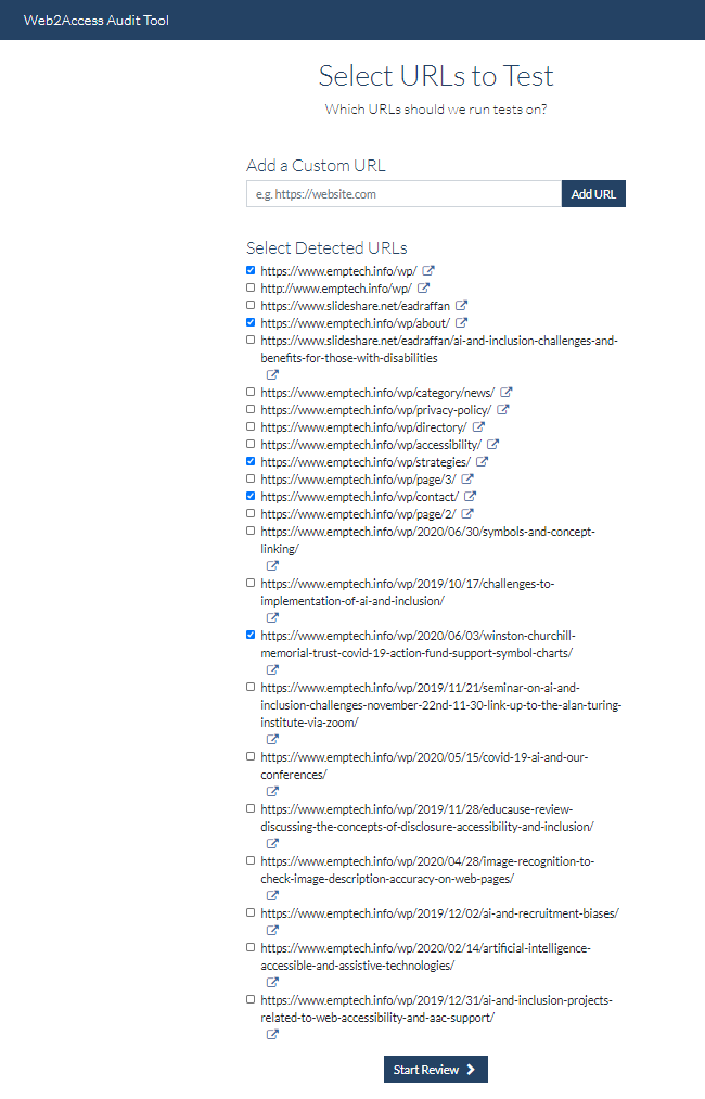 choosing which web pages to automatically check