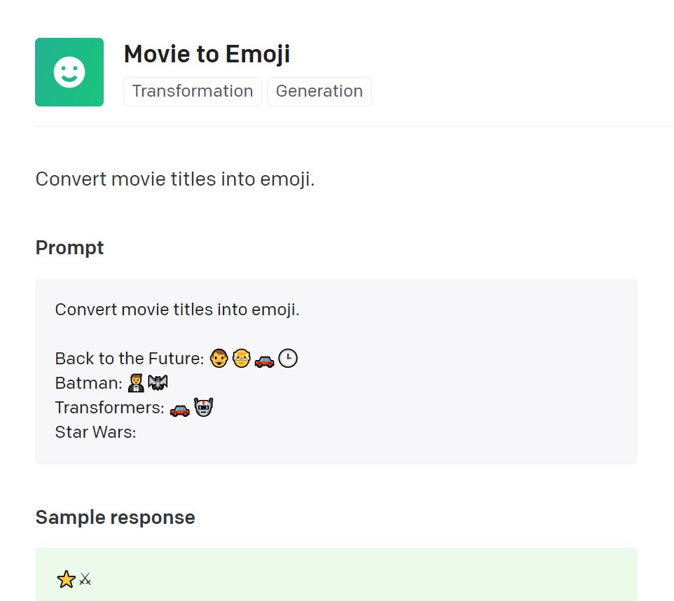 film titles with emojis as an explanation.